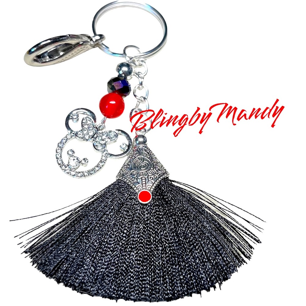 Tassel key chain zipper pull purse bling